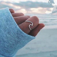 Stainless Steel Elegant Wave Design Women's Ring  Accessory Jewelry