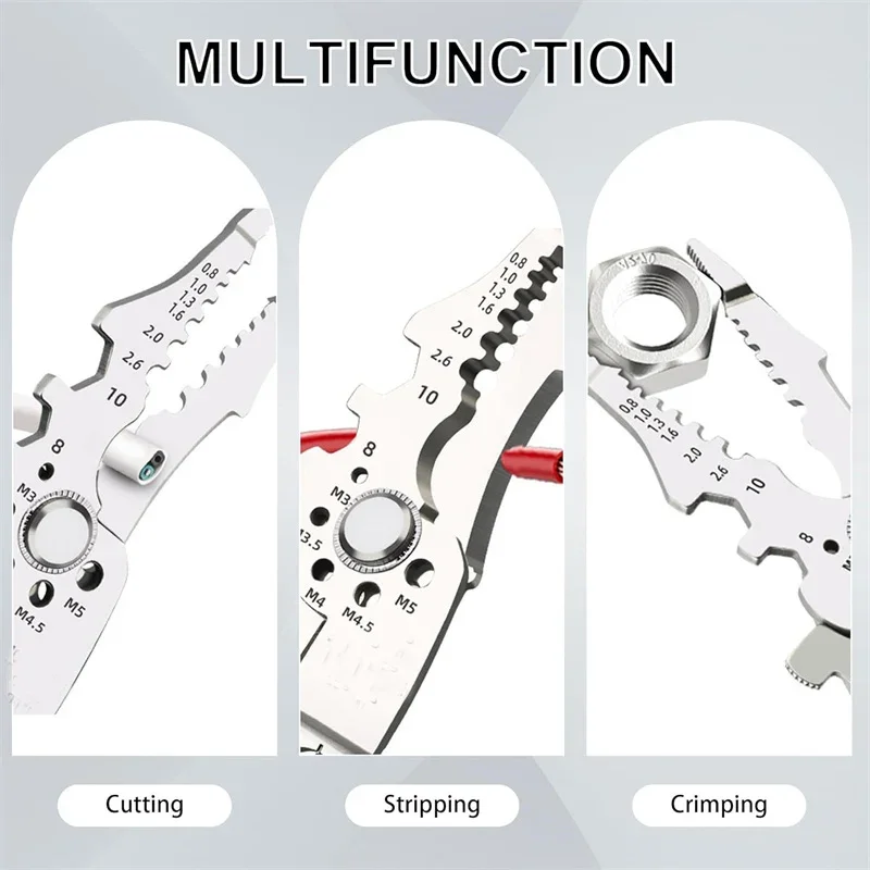 21 in 1 Electrician Wire Stripping Pliers Multifunction Elbow Wire Stripping Plier Automatic Wire Stripper Crimper Cable Cutter