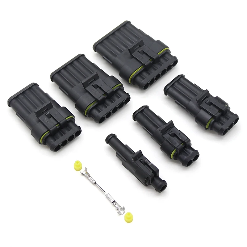 

5/10Sets 1/2/3/4/5/6 Pins Way Super Seal Waterproof Electrical Wire Connector Plug-in for Car Waterproof Connector Kits