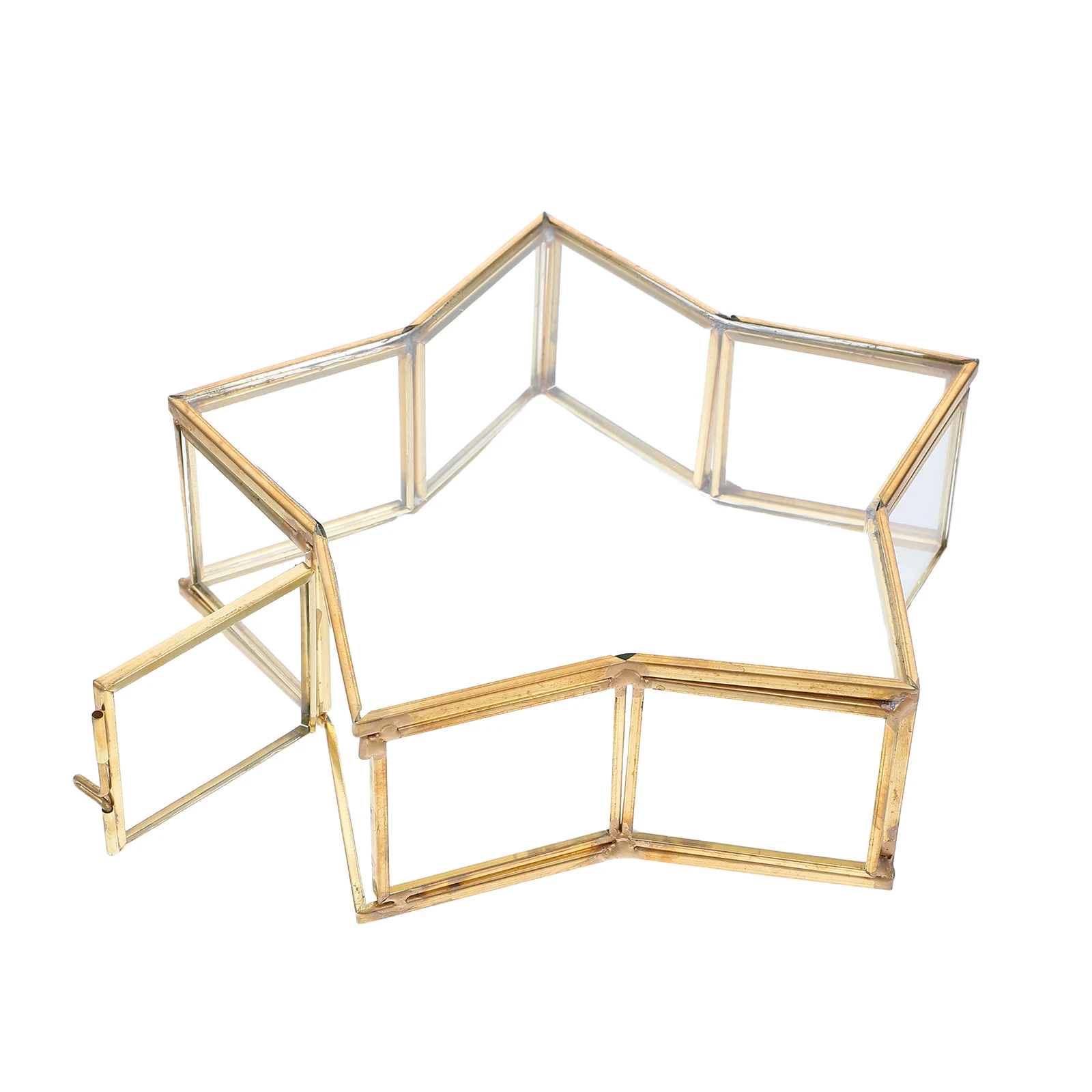 

BUTIFULSIC 1pc Golden Copper Alloy Fairy Light Bottle Miniature Wish Message Jar Preserved Rose Keepsake Storage Box