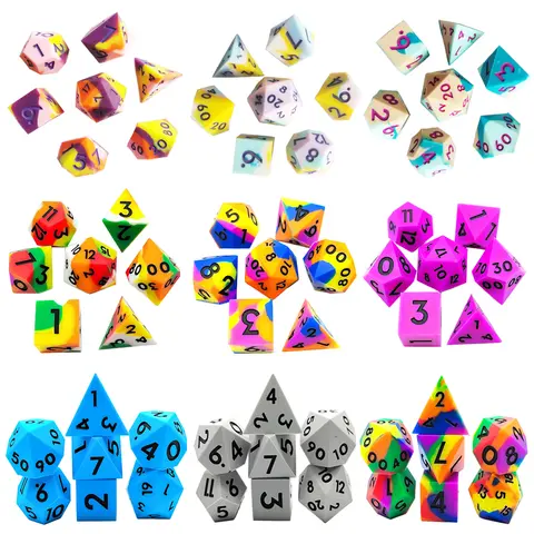 DND 주사위 세트, 다면체 디지털 주사위, 역할 놀이 테이블 보드 게임 주사위, 실리콘 주사위, D4, D6, D8, D10, D12, D20 주사위, 7 개