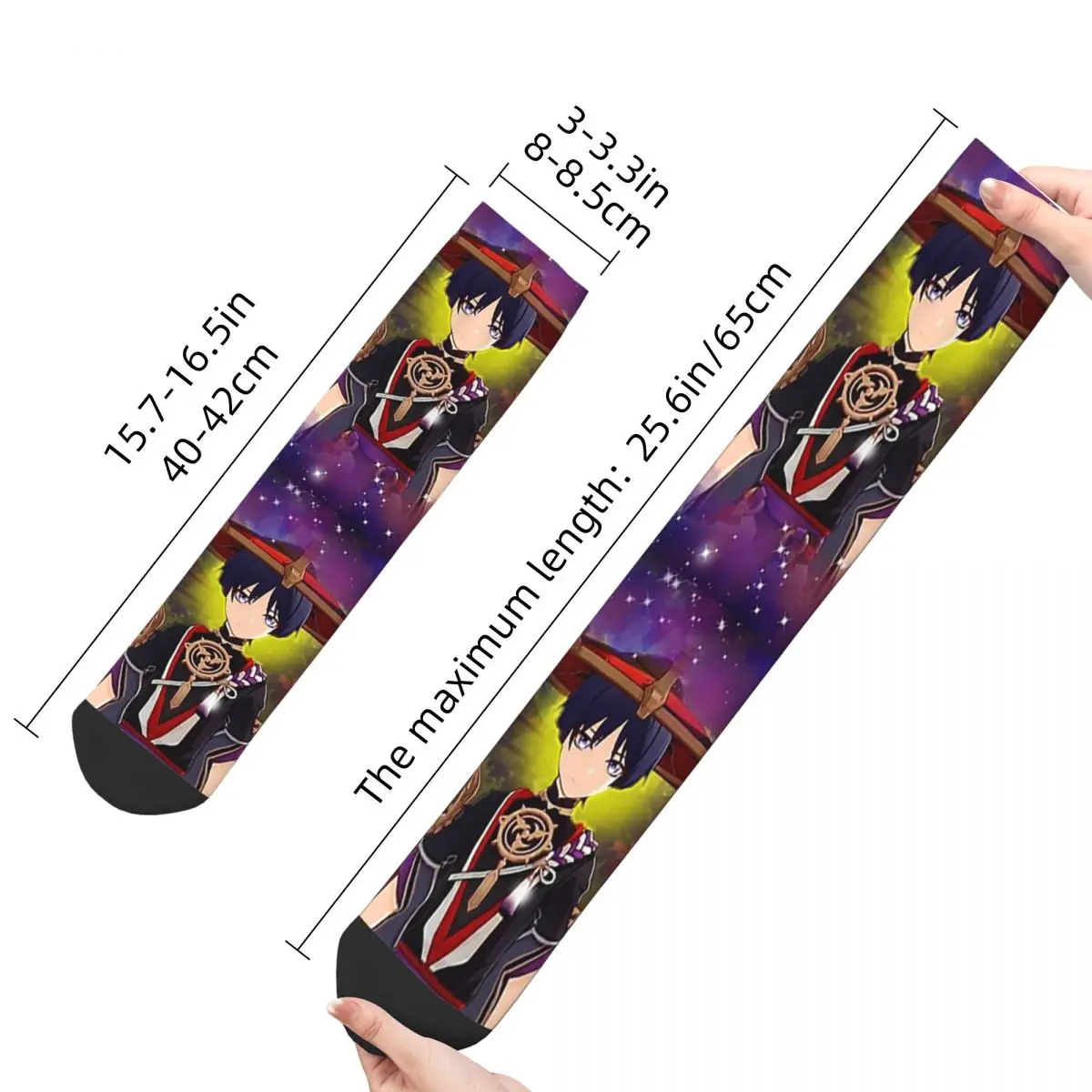 Happy Funny Male Men Socks Casual Scaramouche Genshin Impact Husbando Sock Skateboard Women Socks Spring Summer Autumn Winter