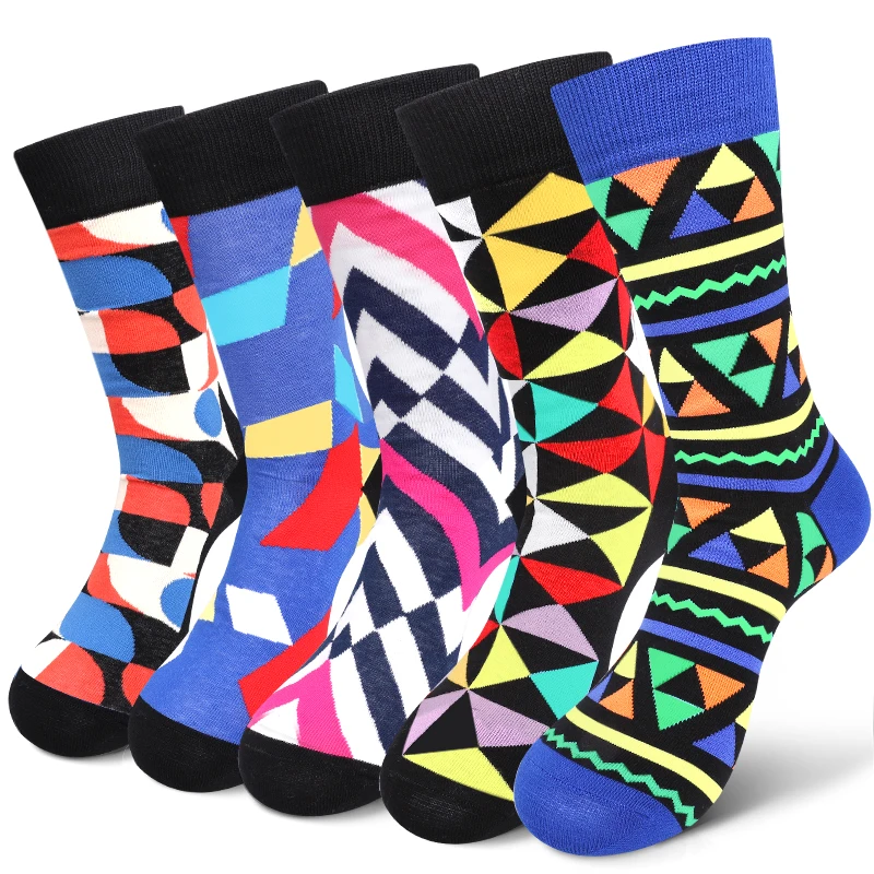 

5Pairs Men's Funny Socks Casual Novelty Colorful Crew Sock Soft Breathable Fashion Elasticity Mid Tube Sock Women Hip-hop