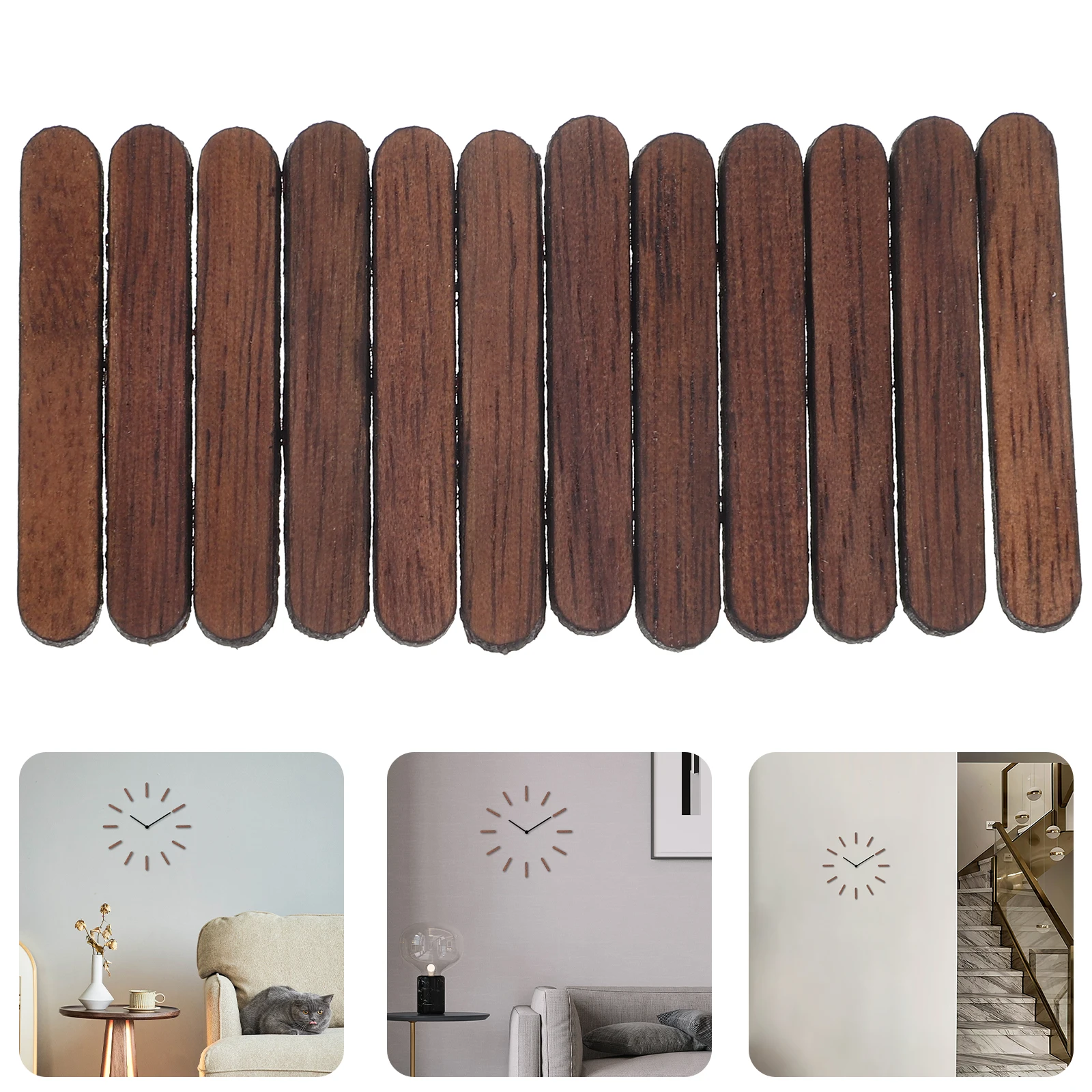 

12 Pcs Wooden DIY Hour Marker For Wall Clock Vertical Hour Marker For Clock Bar Minimalist Pointer Blank Smooth