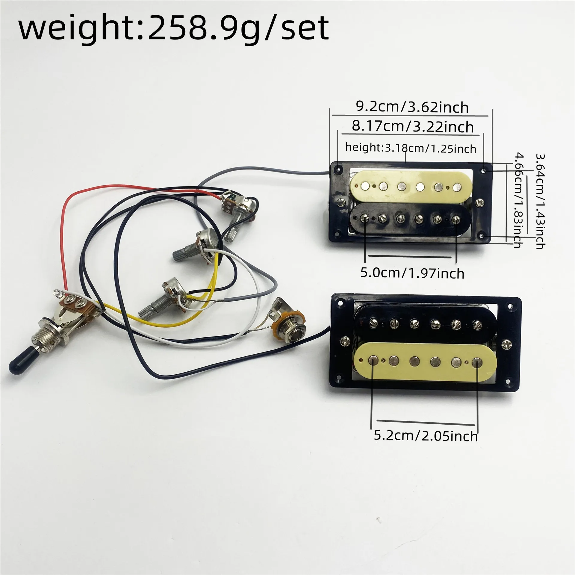 Electric Guitar Humbucker Pickup Wiring Harness 3-Way Open Switch with Mini Connector Socket 50/52mm Pre-Wired Circuit Assembly