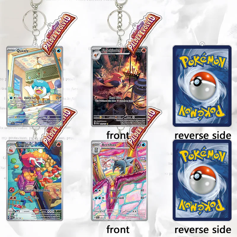 Porte-clés en acrylique TCG Paldea Evolved Quaxly Crocalor Arctibax, accessoires, pendentif pour carte, décoration de sac, collection de jeux, cadeaux