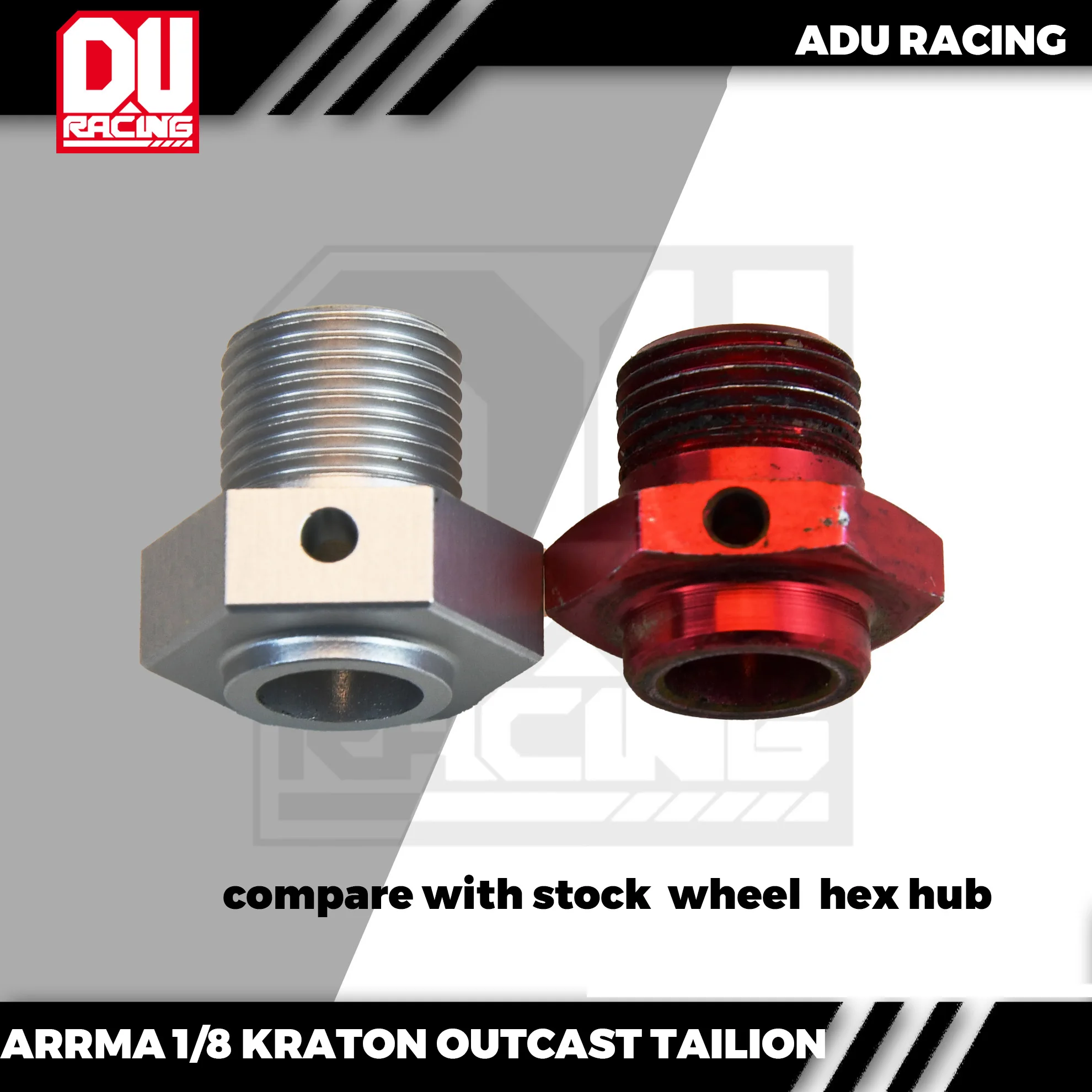 ADU RACING adaptor Hub segi enam roda 7075-T6, tebal 17mm untuk Arrma 1/8 kratat OUTCAST TALION FIRETEAM F1 V2