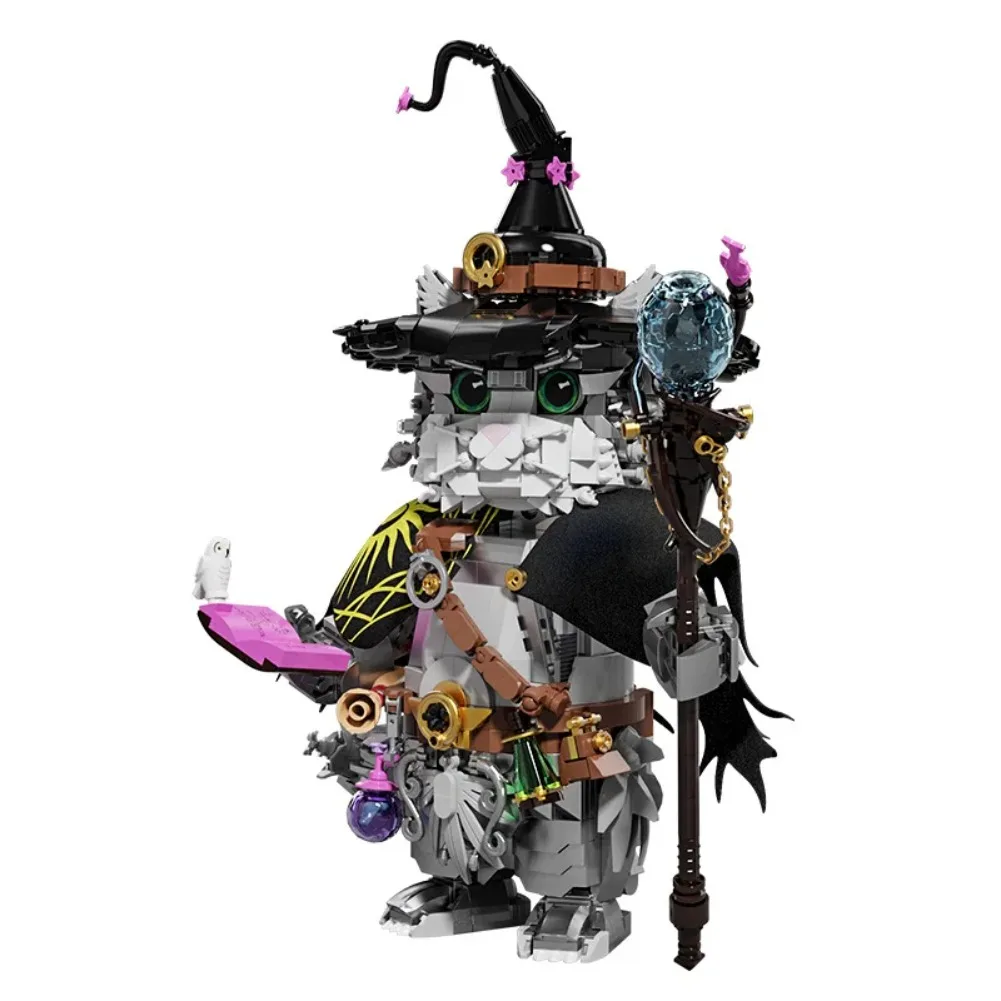 1458PCS Wizard Cat Building Blocks Magic Animal Magic Wand Movable
