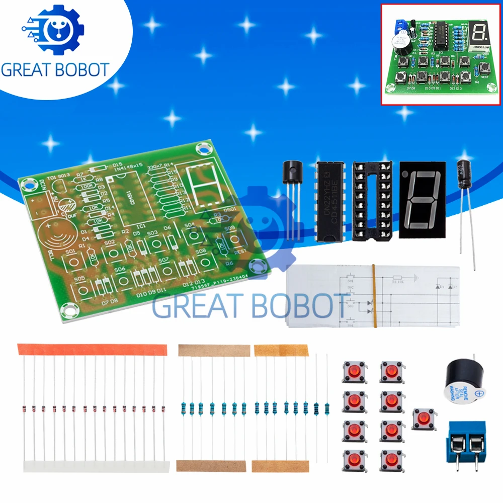 CD4511 8-Channel Answering Kit - Maker-Friendly 8-Person DIY Soldering Set for Electronics Training