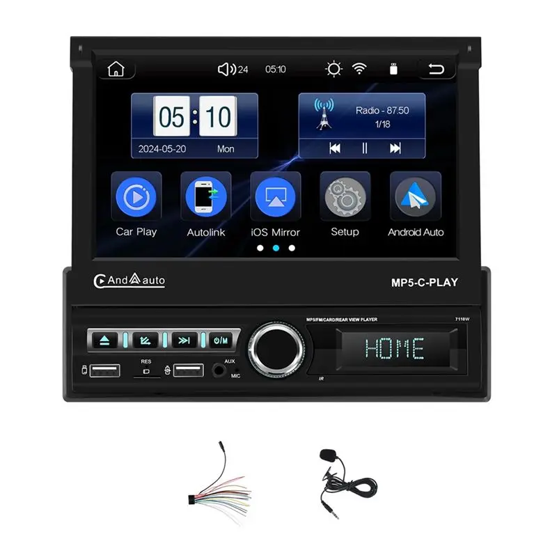 

Single Din Car Stereo With Carplay Android Auto 7 Inch Flip Out Touchscreen Car Radio With Bluetooth FM Mirror Link-A02G
