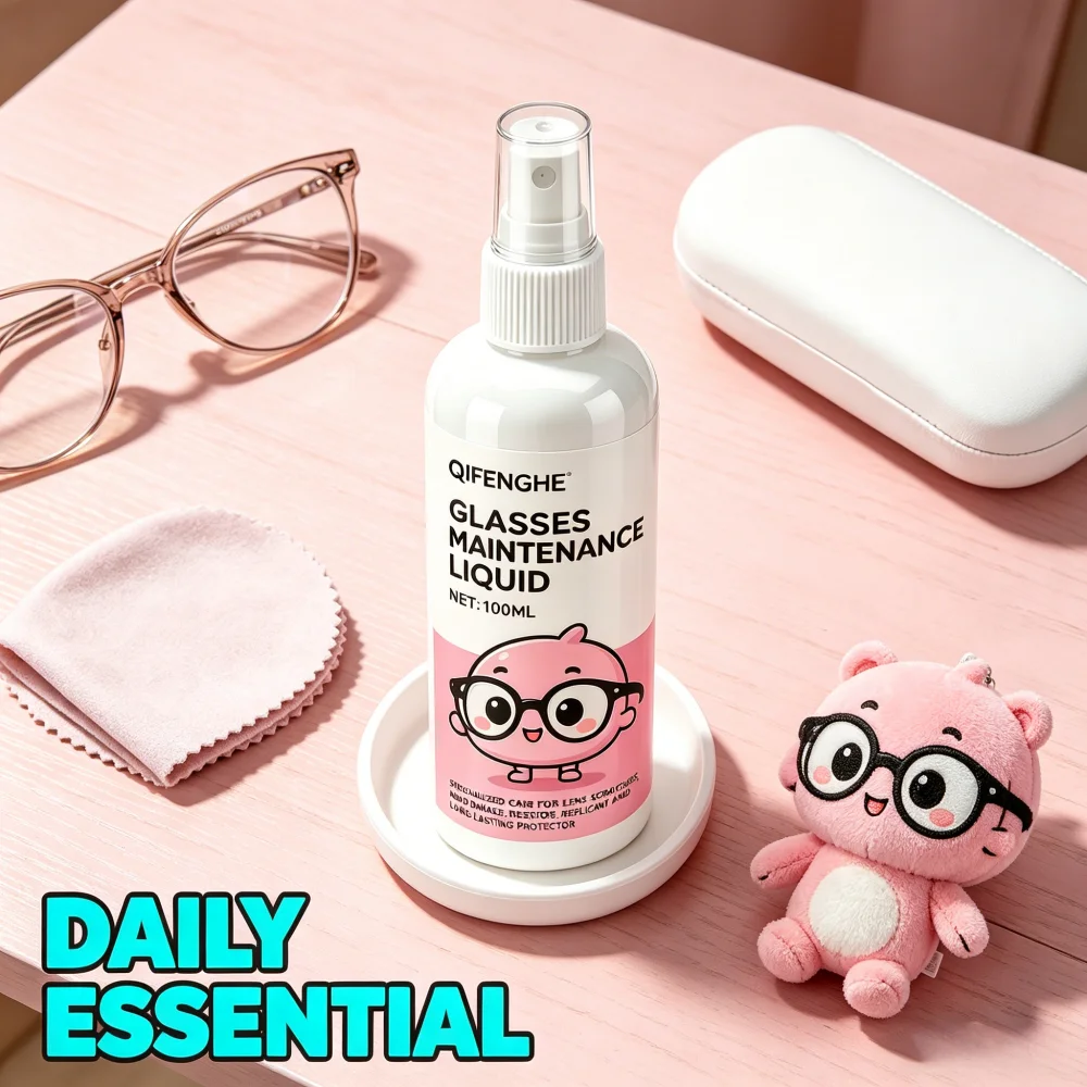 QIFENGHE Glasses Maintenance Liquid 100ML - Lens Scratch Remover, Anti-Fog Cleaner Spray, Long Lasting Protector for Eyeglasses,