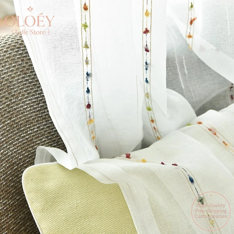

Nordic INS Style Modern Simple Sheer Curtain Voile for Living Room Bedroom Bay Window White Sheer Balcony Light Filtering Drapes