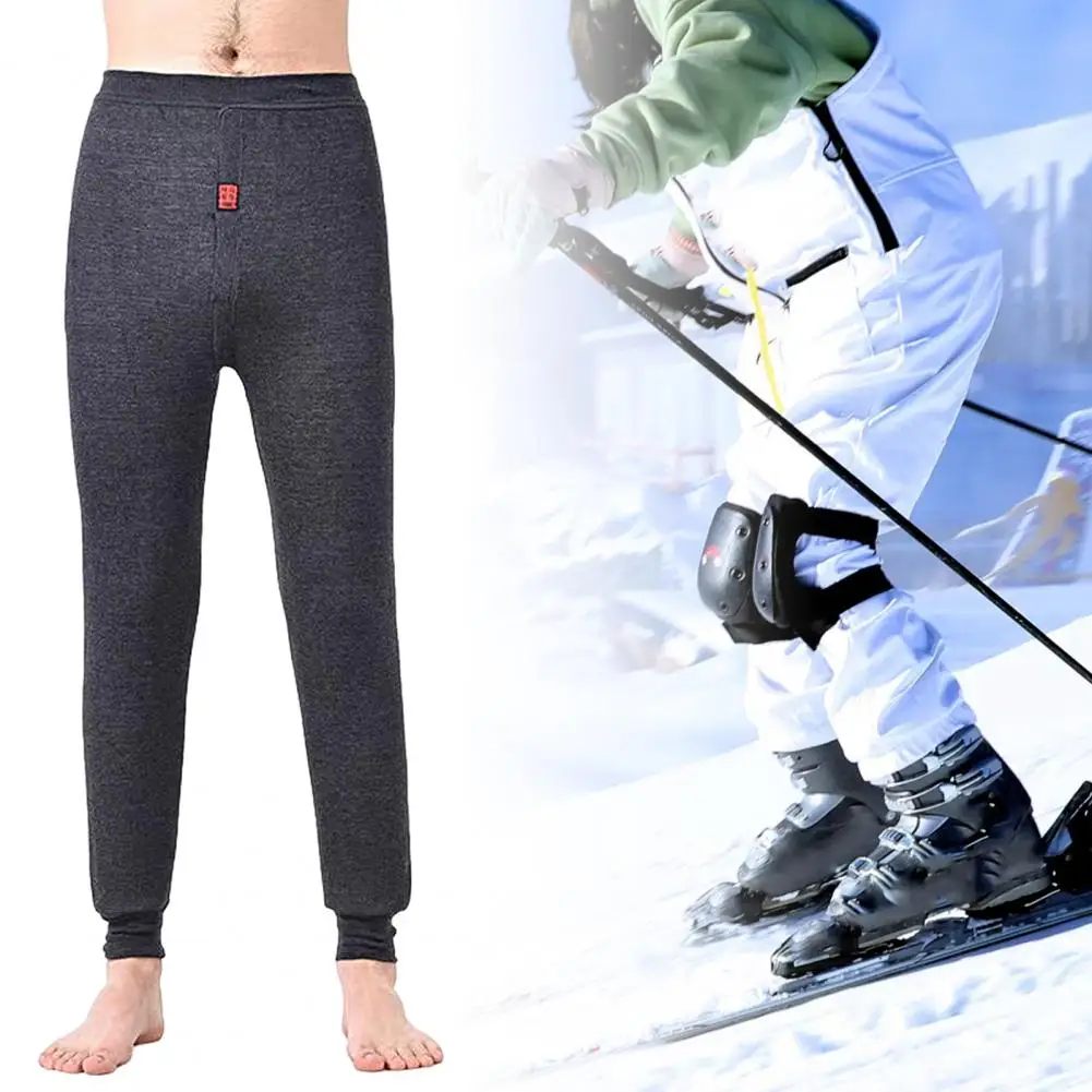 Comfortable Men Tights Skin-touch Base Layer Pants Anti-pilling High Stretch Plush Pants Leggings Keep Warm