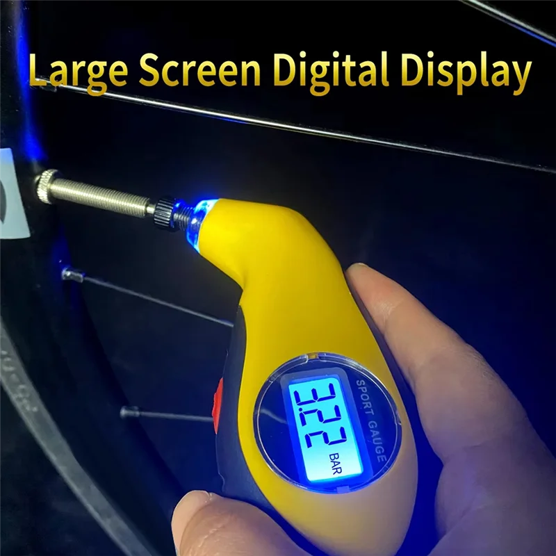 A21q-bicicleta medidor de pressão de alta precisão digital lcd backlight carro motocicleta mini monitor pressão ar anti vazamento