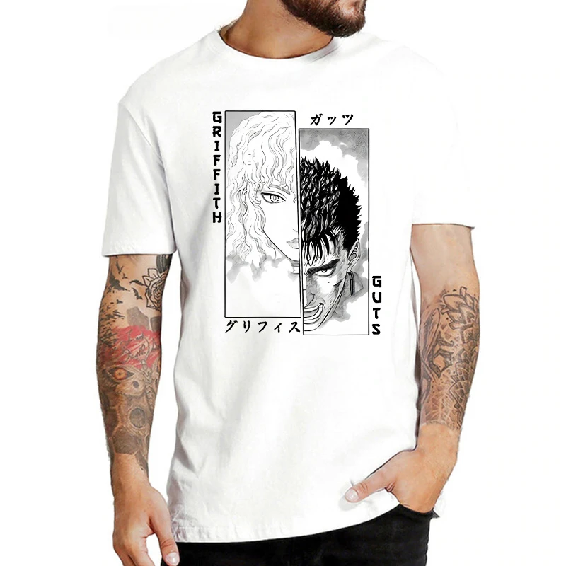 Cotton t shirt Anime Harajuku Berserk Guts Eyes Print Funny T Shirt Graphic T-shirt Manga Streetwear Tshirt Hop Tee Unisex