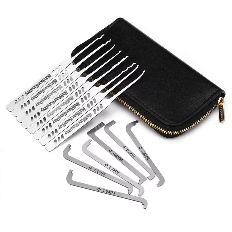Latest Model 8+6PCS Stainless Steel Lock Pick Set Hooks 0.6MM Thickness with 6 Tension Tool Hot in Euro отмычки для замков Picks