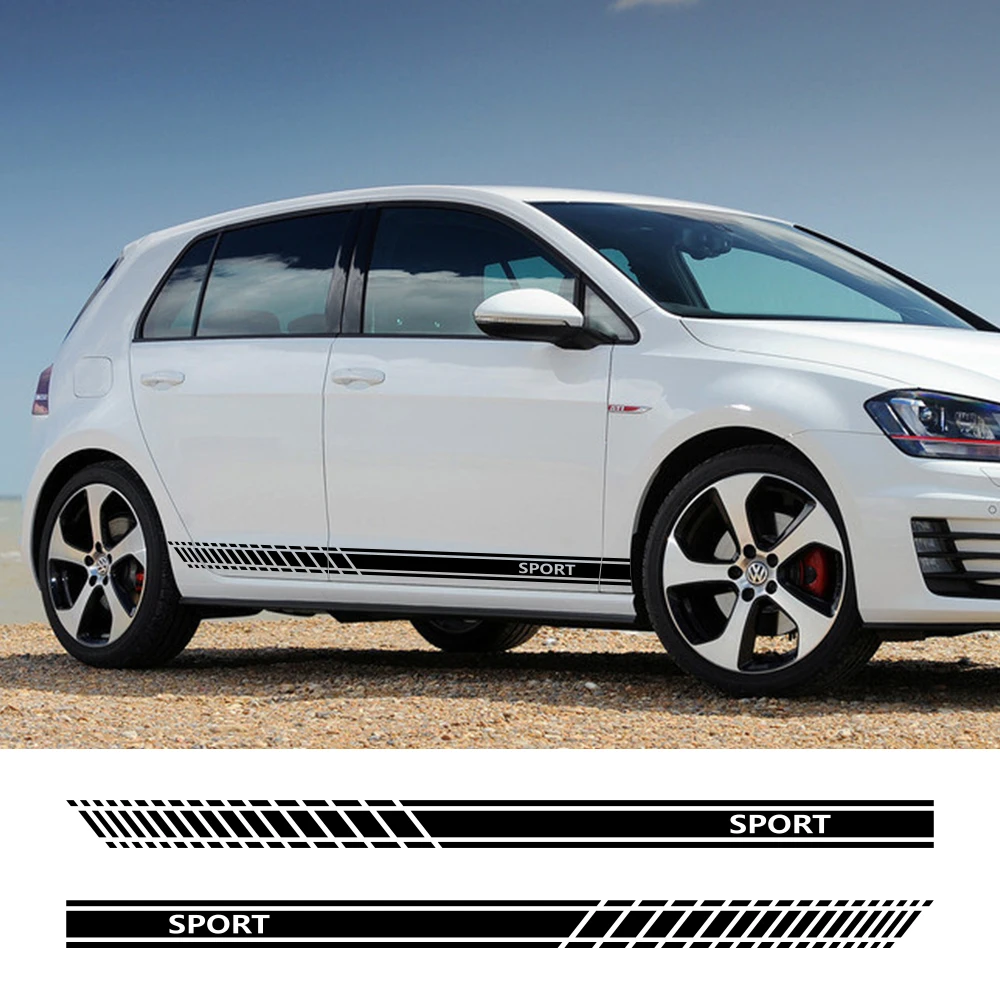 Car Door Side Skirt Stripes Sport Stickers For Volkswagen VW Golf 4 5 6 7 8 GTI GTD GTE MK7 MK5 MK6 MK4 MK3 Auto Accessories