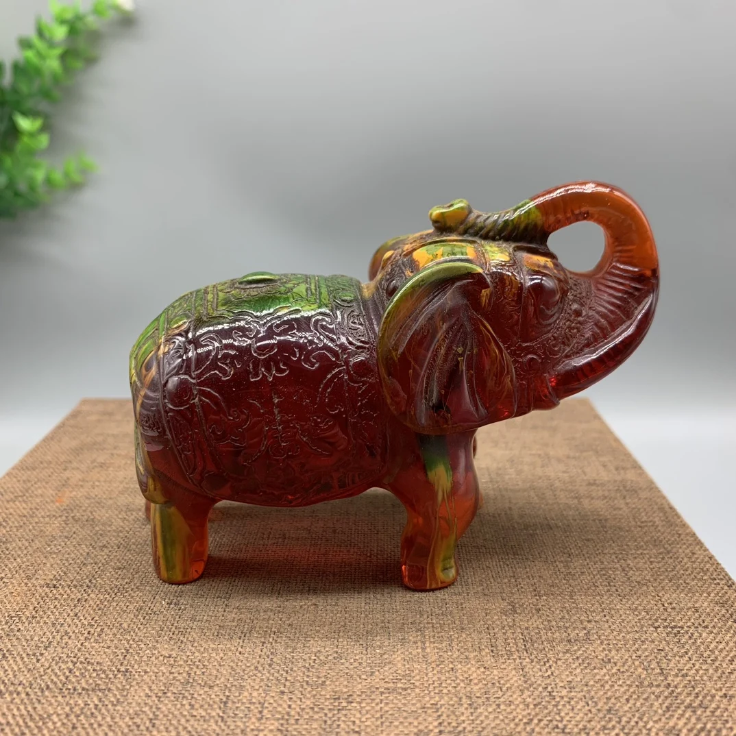 Chinese Colored Resin Amber Elephant Crafts Statue Crafts #2
