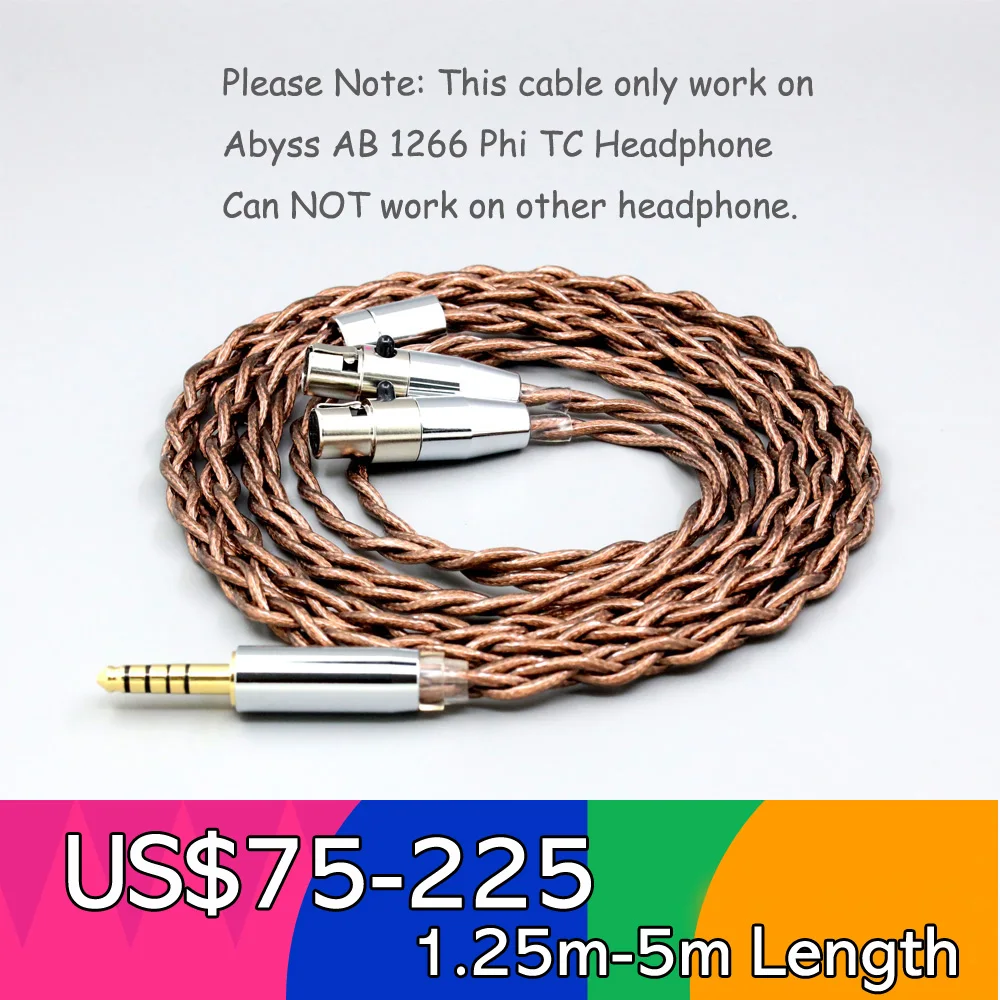 99% 24k Gold 7n Pure Silver Graphene Shield Earphone Cable For Abyss AB 1266 Phi TC Dual Mini xlr 3 pin head(amame) LN008538