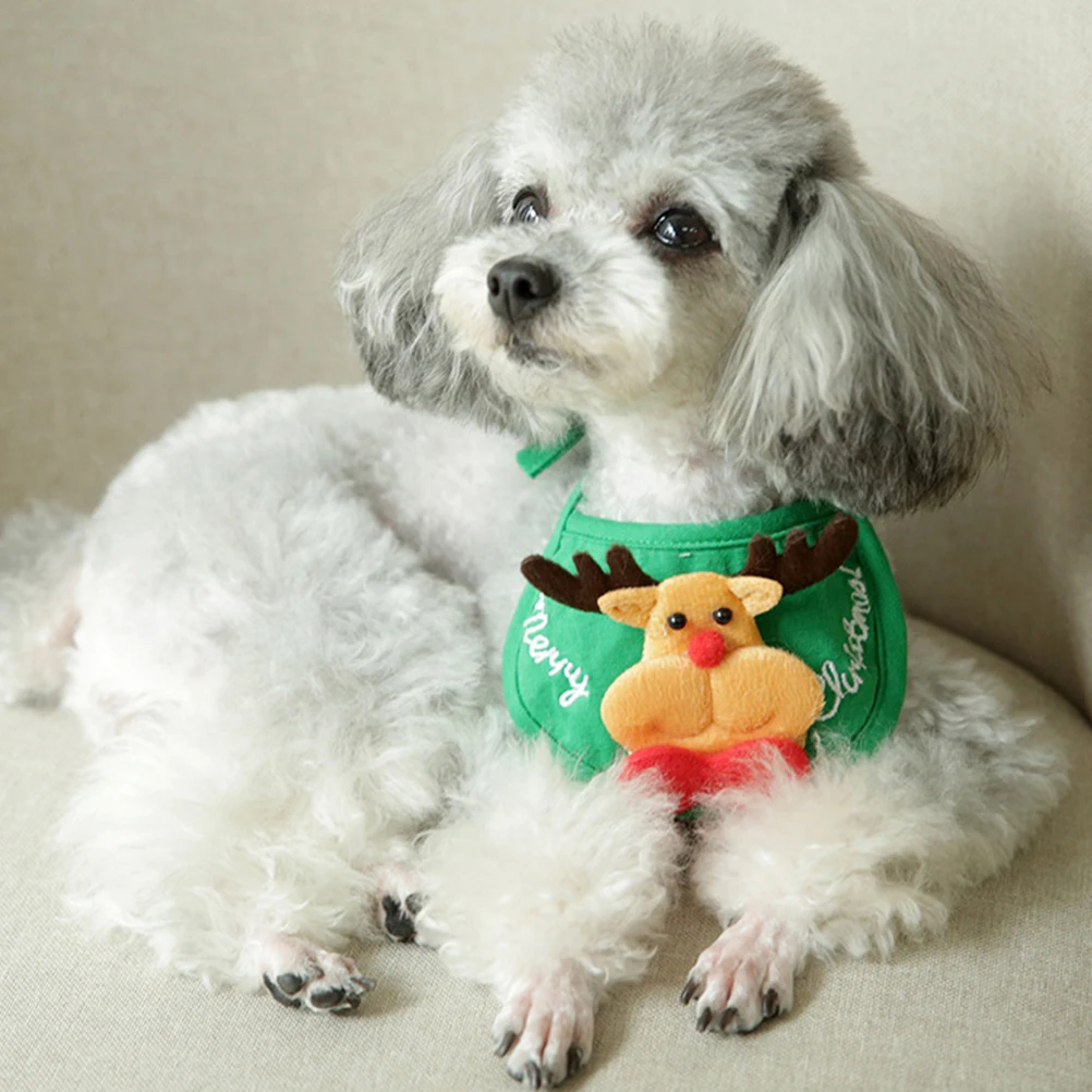 

1 set 1 Set Christmas Pet Dog Cat Bib Hat Saliva Towel Party Dressing Decor Supply Xmas Pattern Stylish Comfortable Breathable