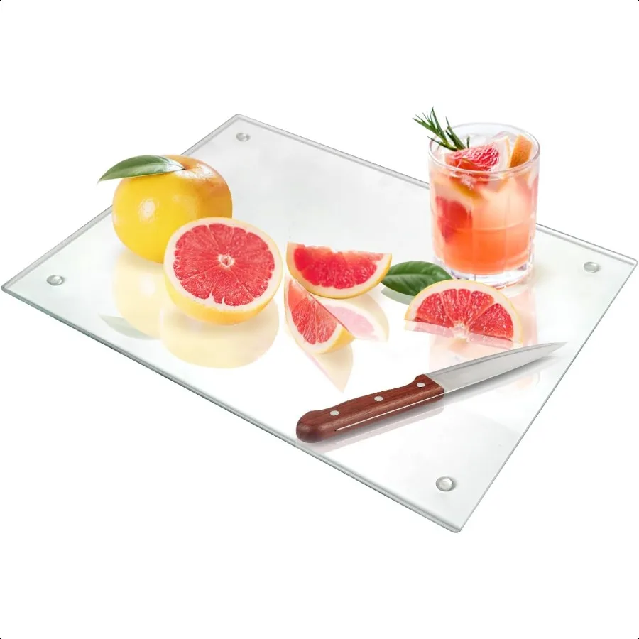

Tempered Glass Cutting Board for Kitchen Counter 12x16 inch Clear Cutting Board for Countertop NonSlip HeatResistant Easy to Cl