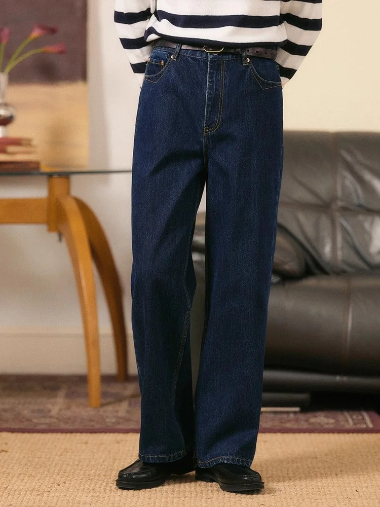 

CULTUM High Waist Cotton Denim Jeans Men's Straight Leg Micro Flared Wide Leg Waed Casual Comfortable Breathable