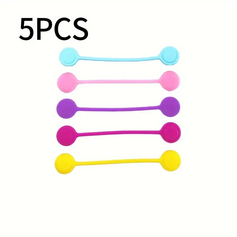 5PCS Silicone Fabric Clips Set Magnetic Durable Fabric Huggers Colorful Binding Cable Ties String Binding