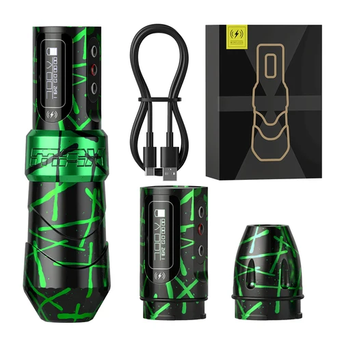 Imagen 1 del producto Máquina de tatuaje inalámbrica Flux MAX, Motor sin escobillas sin núcleo de 4,0 MM de carrera, batería de gran capacidad de 2400mAh, 2 baterías para maquillaje permanente