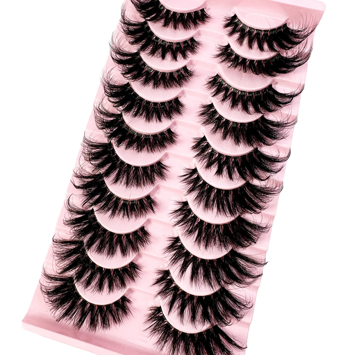 Nuove ciglia finte soffici 5D 1/10 paia ciglia naturali per occhi di gatto stelo trasparente ciglia finte visone ciglia spesse morbide e ricce