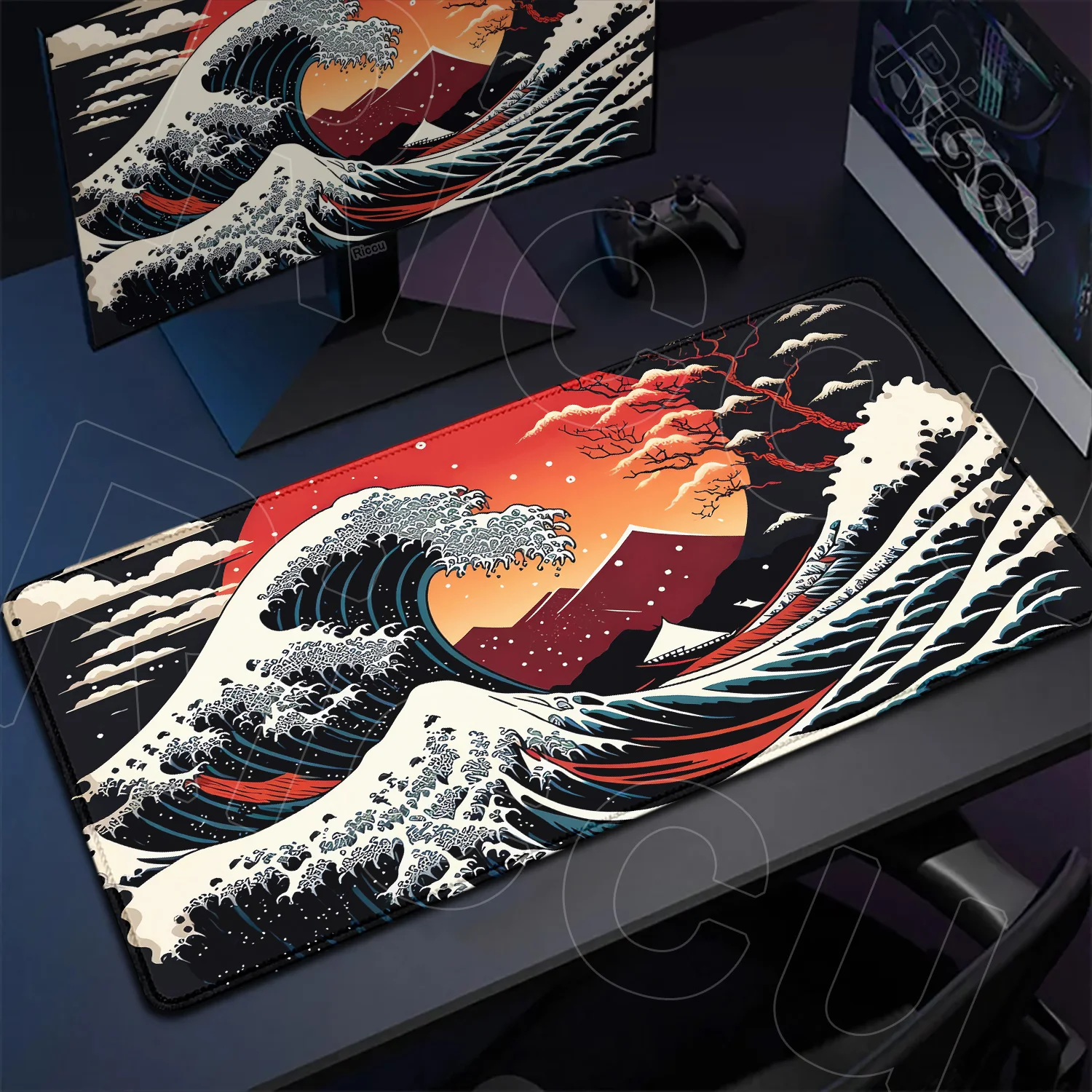 

Большой коврик для мыши Japan Great Wave, клавиатура, настольный коврик XXL, компьютерный геймерский настольный коврик, офисный коврик для мыши, резиновый ковер с шовными краями