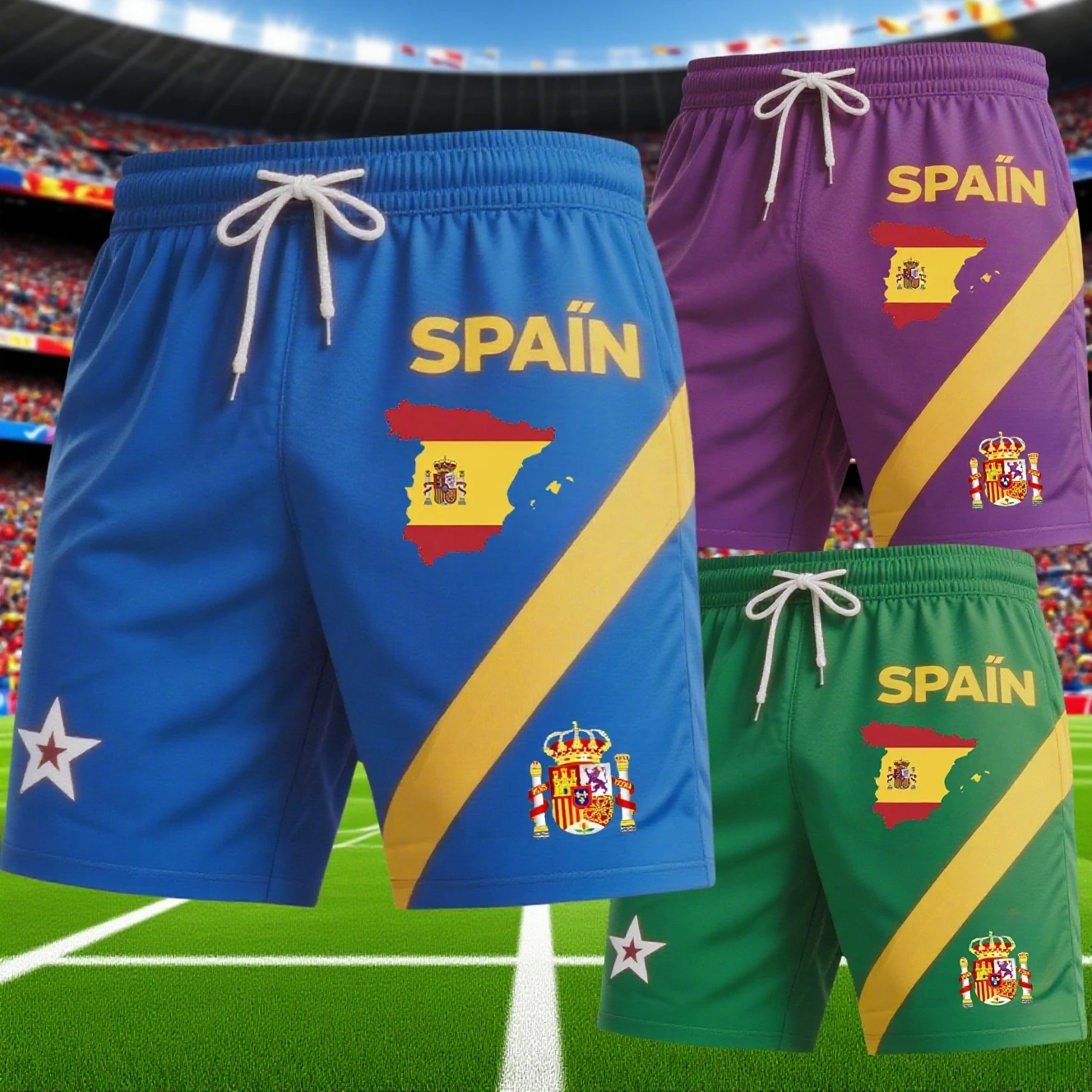 

Новые модные шорты с испанским принтом, быстросохнущие, дышащие, удобные, свободного кроя, в стиле Y2K, легкие, роскошные, для мотоциклистов