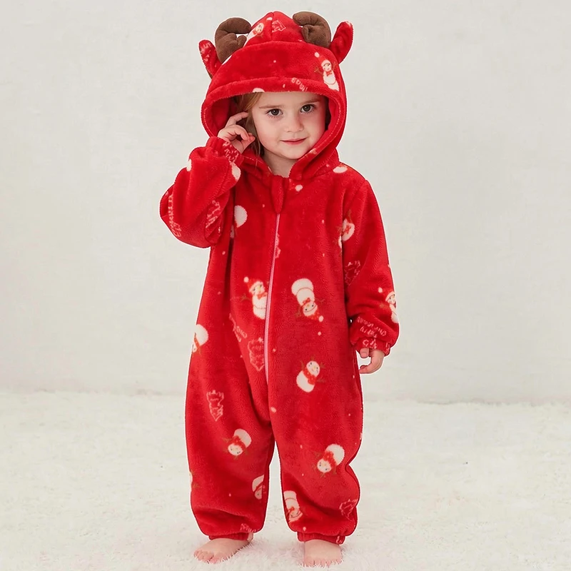 Christmas Snowman Print Newborn Baby Clothes Bodysuit Boy Girl Romper Kigurumis Cosplay Costume Toddler Jumpsuit  Infant Outfits