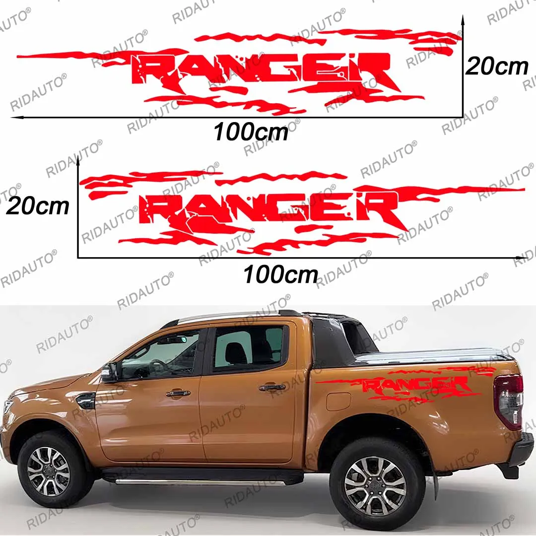 

2PCS Logo For Ford Ranger Raptor XLT XL Lariat T6 T7 T8 T9 2012 2016 2022 2025+ Truck Door Side Sticker Accessories Pickup Cover