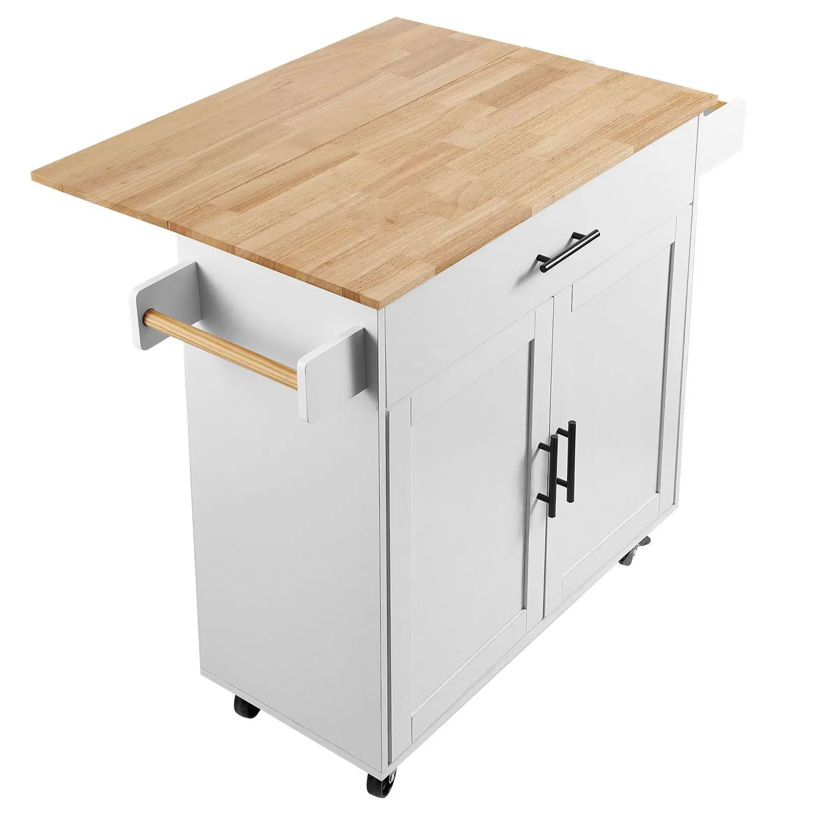 Kitchen Island Cart with Solid Wood Top, 35.4