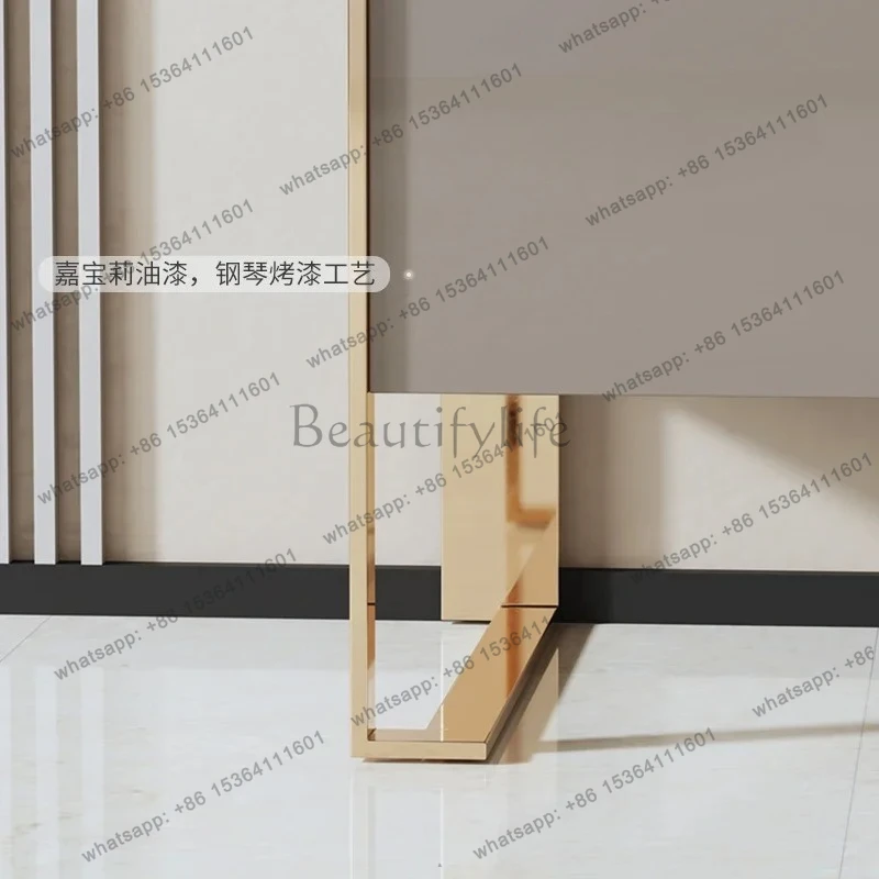 Italian light luxury chest of drawers solid wood locker simple bedroom living room chest of drawers baking paint