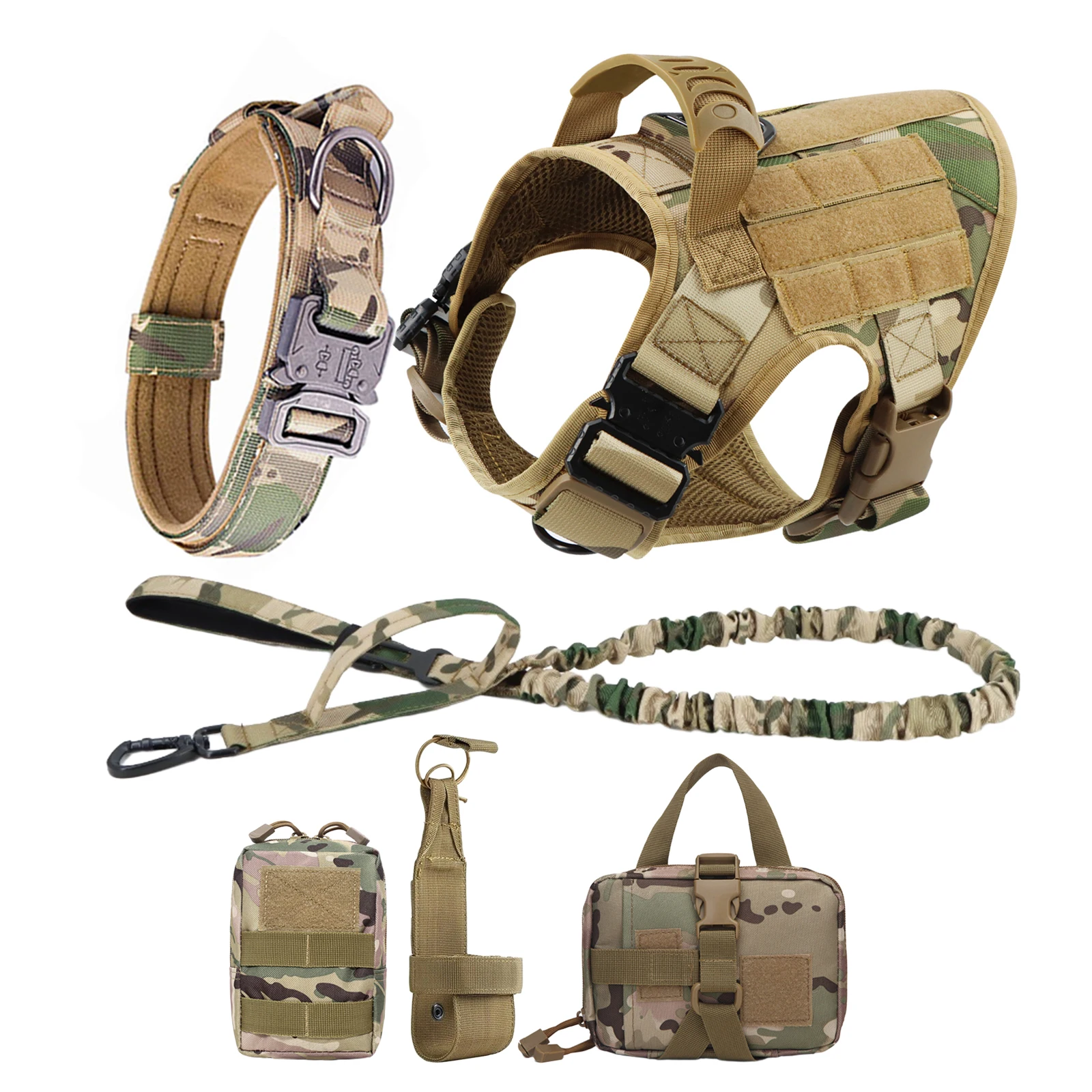 Tactical Large Dog Harness Vest and Leash Set for German Shepherd Malinois