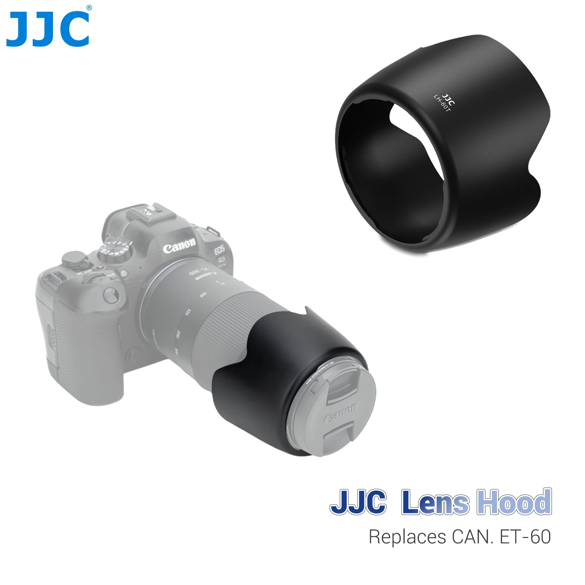 JJC Reversible Lens Hood Replaces Canon ET-60 Lens Hood for Canon RF 75-300mm f/4-5.6 Lens For Canon EF-S 55-250mm f/4.5-5.6 IS