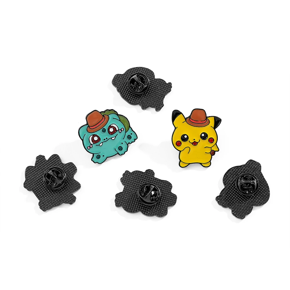 6 Pcs Anime Cartoon Brooch Cute Pikachu Psyduck Gengar Snorlax Enamel Pin Metal Badge Jewelry Clothing Backpack Accessories