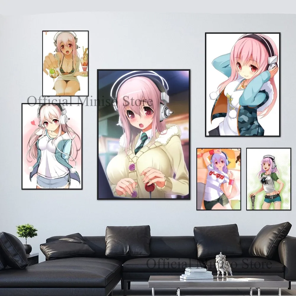 1pc Super S-Sonico Manga Self-adhesive Art Poster Waterproof Paper Sticker Coffee House Bar Room Wall Decor