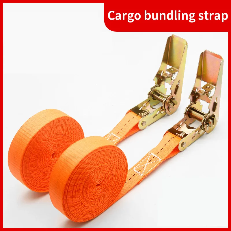 Heavy-Duty Car & Truck Front Cargo Ratchet Strap with Metal Buckle - Adjustable, Secure Tie-Down for Safe Luggage Transport