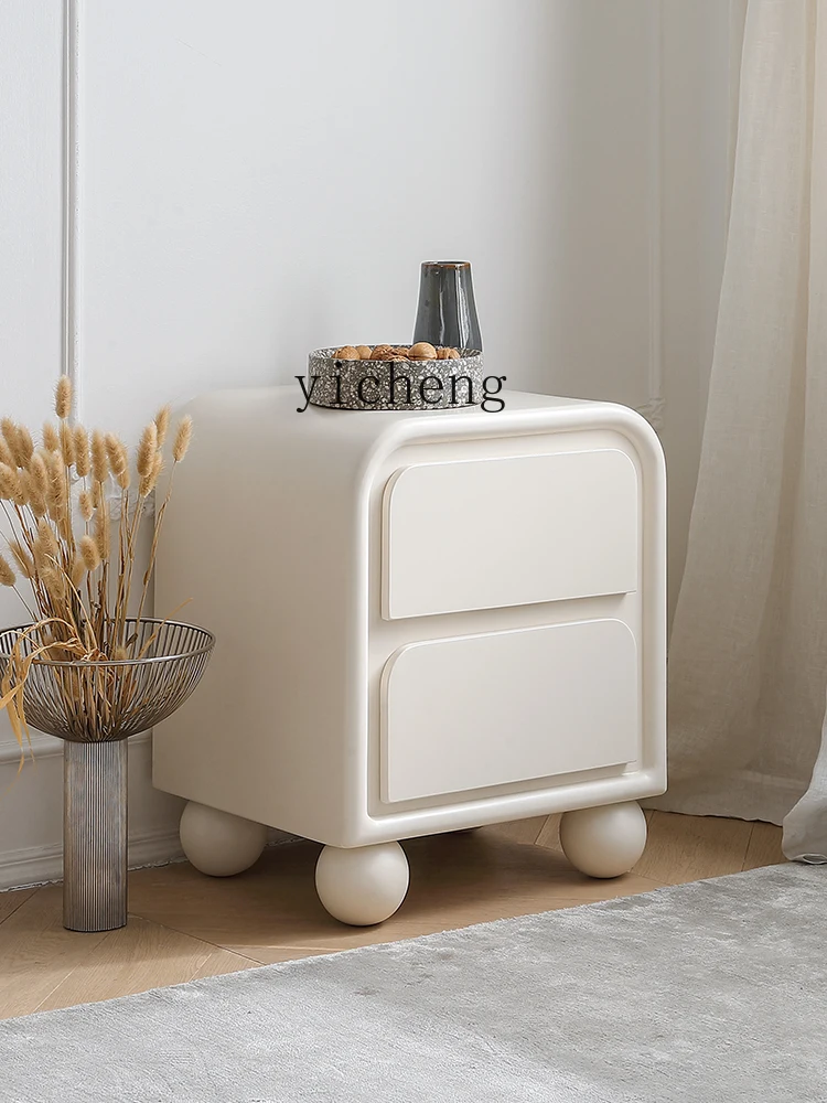 XL Cream Style Bedside Table French Entry Lux Bedroom Modern round Bedside Cabinet