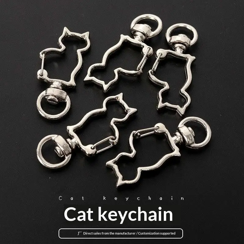 10 Stück Legierungs-Katzen-Karabinerverschluss für Schlüsselanhänger, vergoldet und versilbert, Katzen-Verbindungsring, Anhänger, Metall-Schlüsselring-Verbinder – Detail 1