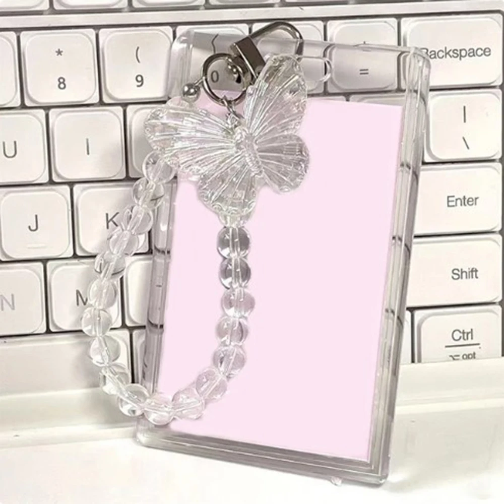 New 3 Inch Acrylic Crystal Butterfly Card Holder Photocards Display Credit ID Bank Card Protective Case Keychain Pendant Fashion