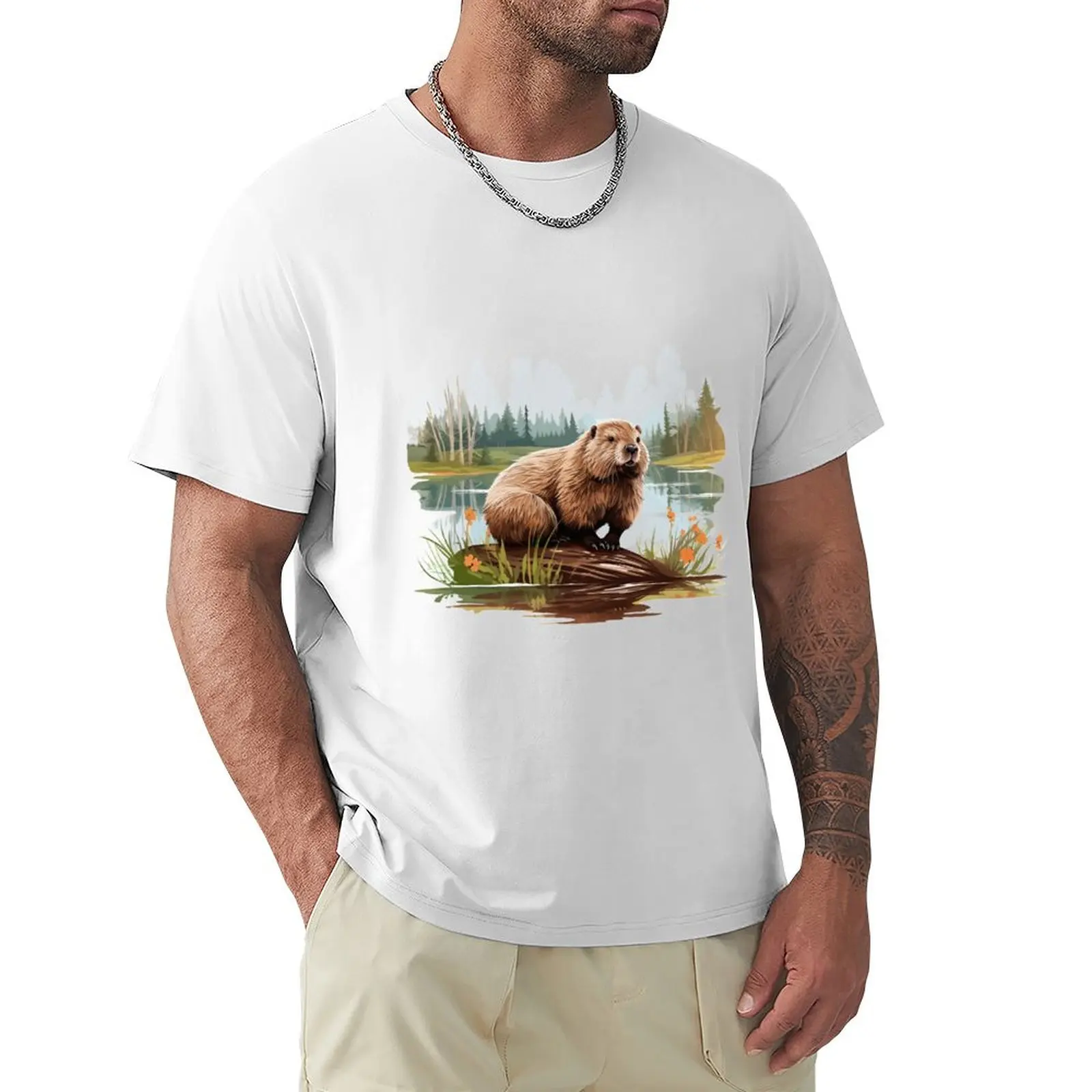 

Beaver Pictures T-shirt blacks cute clothes funnys plain t shirts men