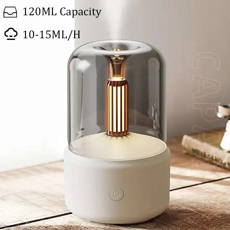 Popular 120ml  Candlelight Aroma Diffuser Essential Oil  Portable USB Electric Air Humidifier Cool Mist Maker Night Light