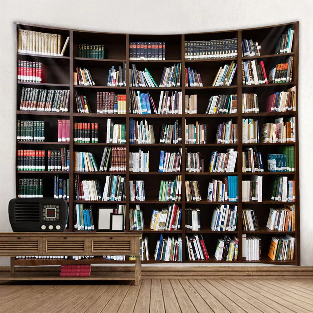 

Bookshelf Tapestry Vintage Library Wall Hanging Home Decoration Bohemian Art Printed Fabric Living Room Bedroom Decoration