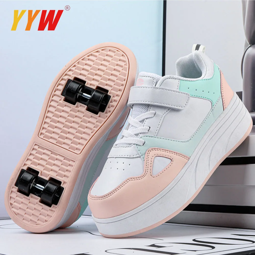 Deform-patín de ruedas con 4 ruedas para hombre y mujer, zapatillas deportivas para caminar y correr, Runaway Parkour, 4 ruedas