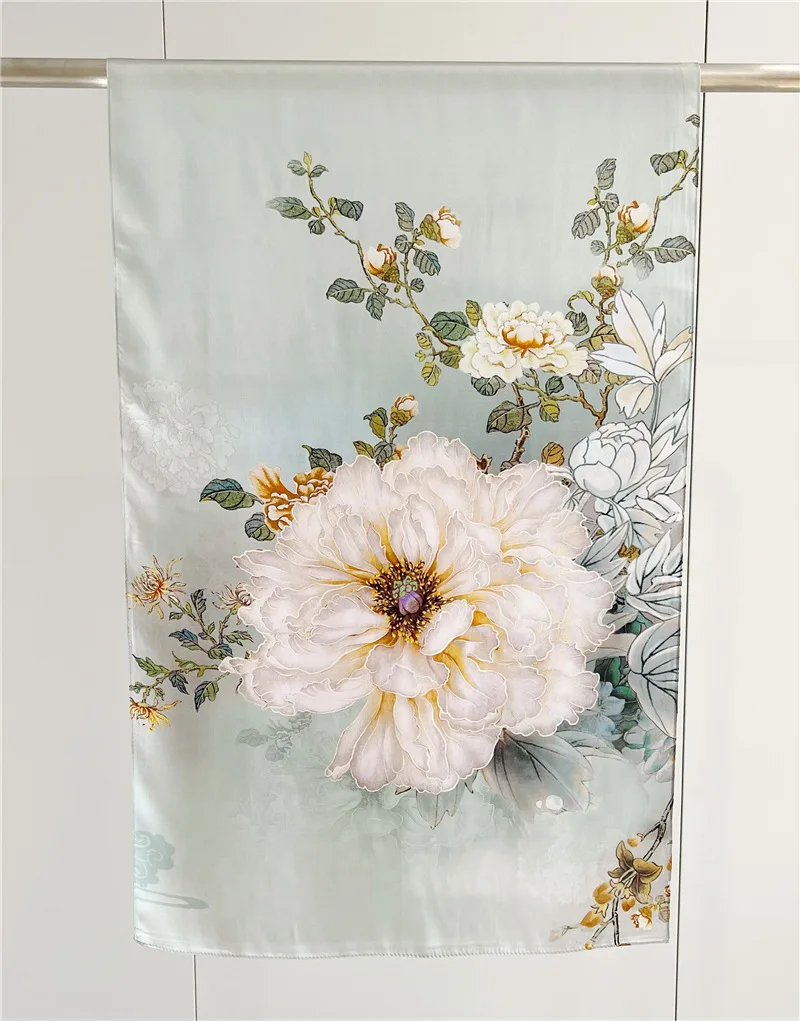 

Silk scarf, plain crepe satin long style, elegant and beautiful for women, versatile for spring and summer temperament, mulberry