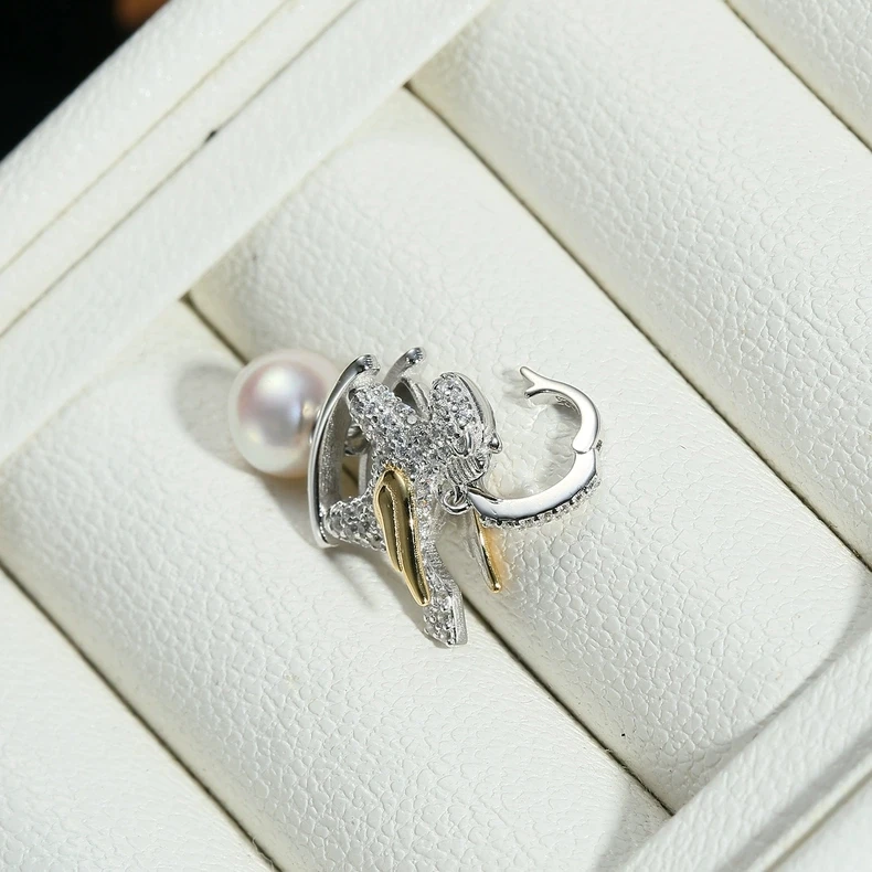 Horse Shape S925 Sterling Silver Pendant Mounts Base Findings Settings Mountings Jewelry Fittings for 8-12mm Pearls