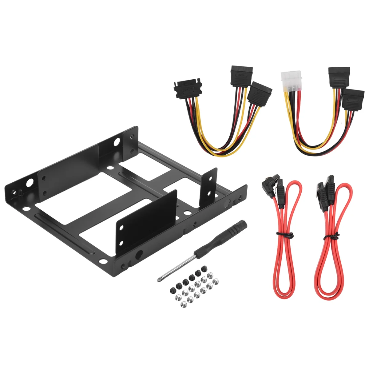 Dual SSD HDD Mounting Bracket 3.5 to 2.5 Internal Hard Disk Drive Kit Cables 2.5 Hard Disk Drive to 3.5 Bay Tray Caddy